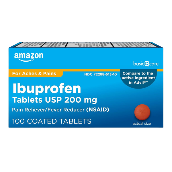 100-Count Amazon Basic Care Ibuprofen Tablets (200 mg)