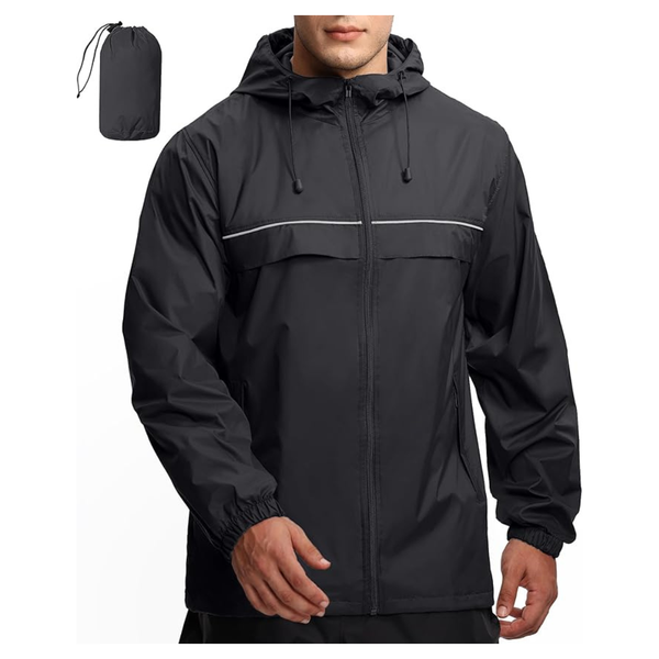 Men's Lightweight Waterproof Windbreaker Hooded Rain Jacket