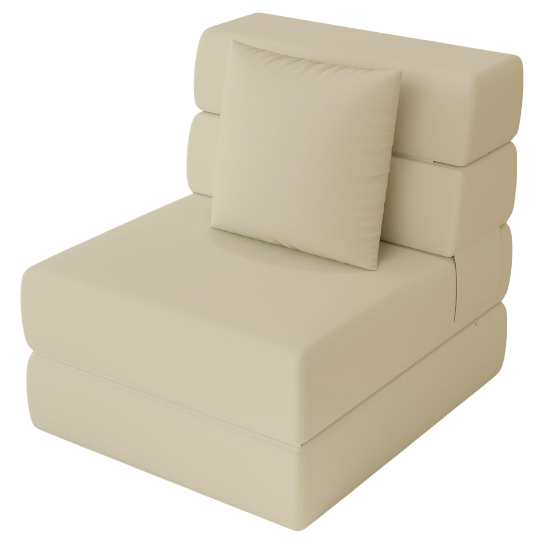 Folding Convertible Sleeper Chair & Couch Sofa Bed With Pillow