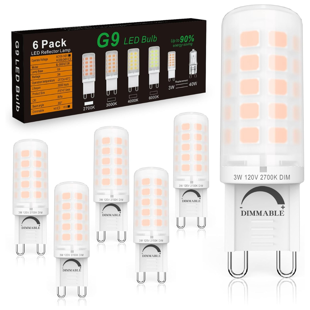 6-Pack 40 Watt T4 G9 2700K Soft Warm LED Bulb