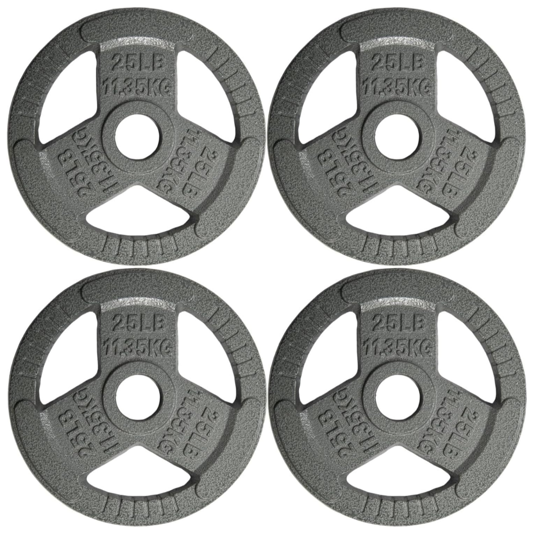 4-Pack 25-Lbs Yes4All Tri-Grip Handles Cast Iron Olympic Weight Plates