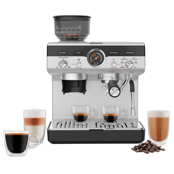 KRUPS Precision Espresso Coffee Machine With Grinder & Steam Wand
