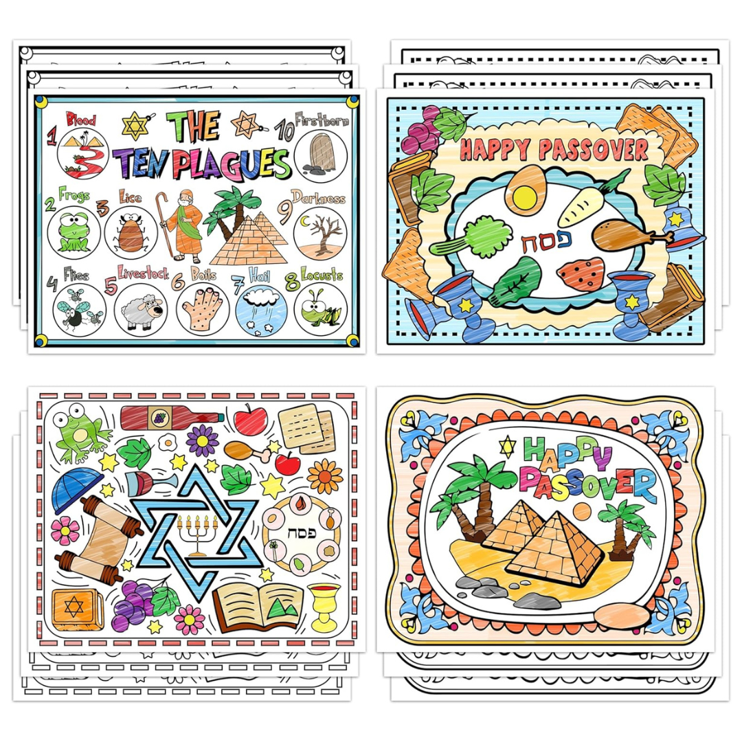 12-Pieces Passover Coloring Placemats