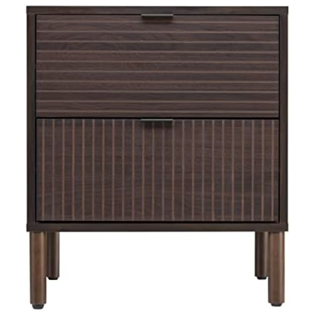 Sango Merk Modern Walnut 2-Drawer Nightstand