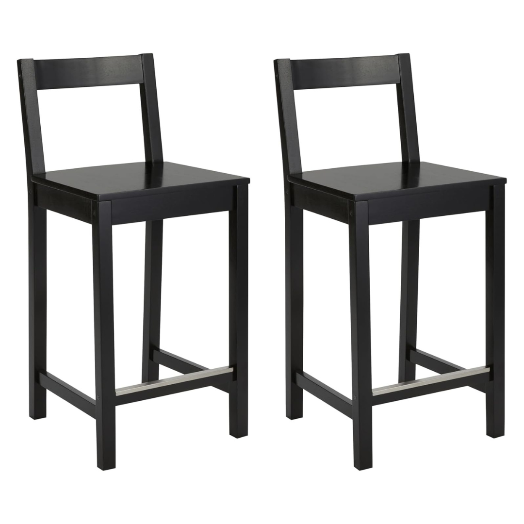 Set Of 2 Amazon Basics 24" Wooden Counter Height Bar Stool