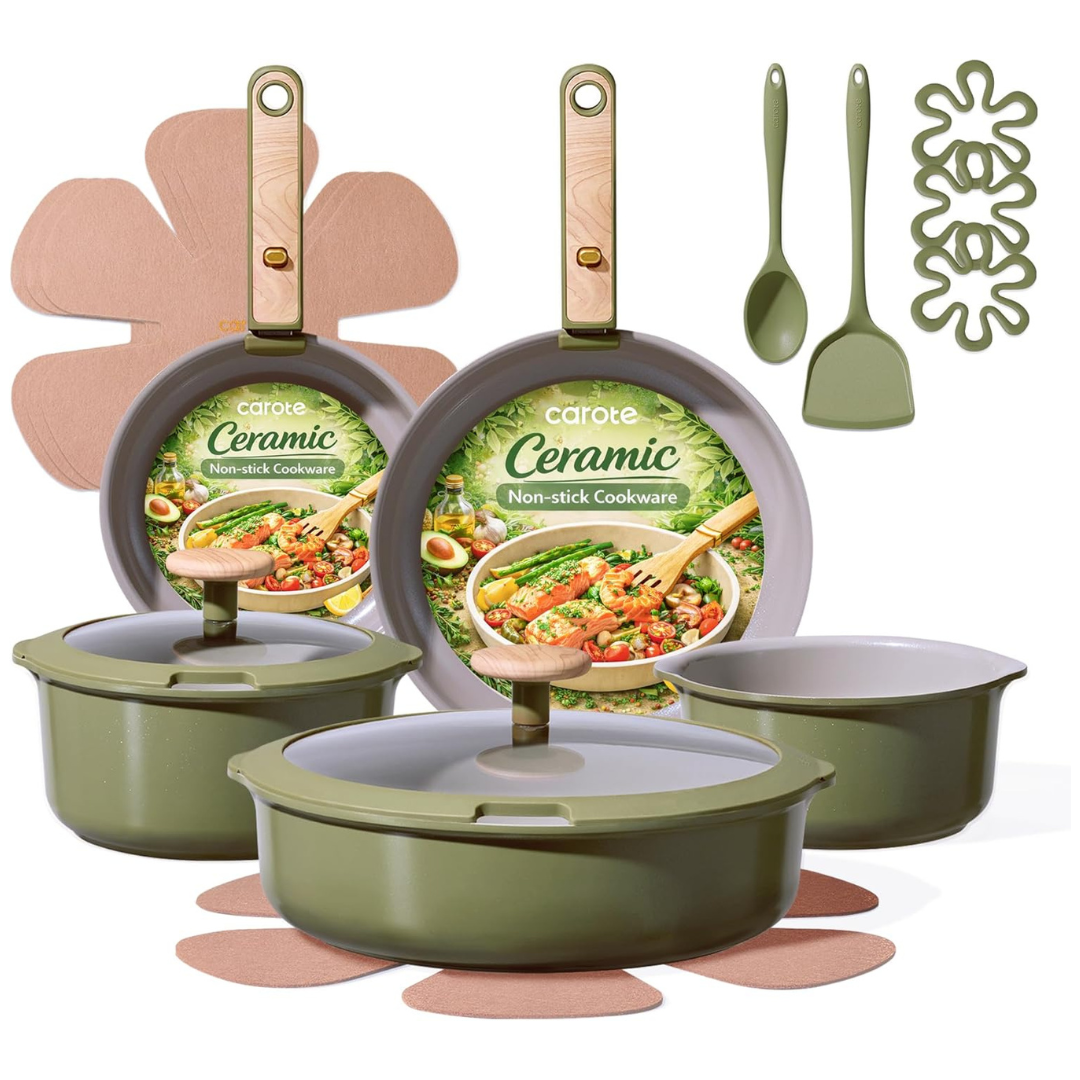 18-Piece Carote Ceramic Cookware Set (Various Colors)