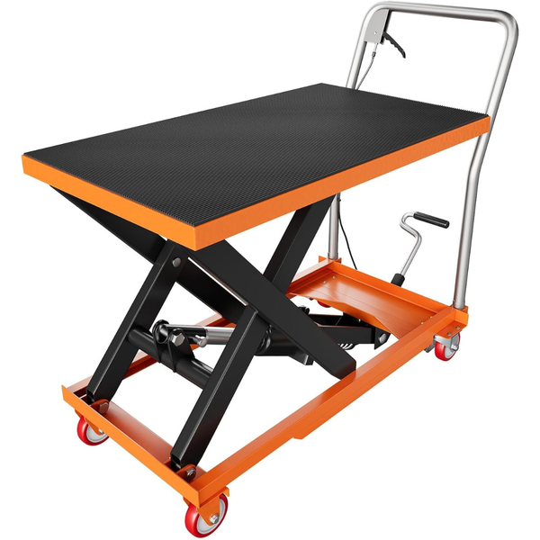 28.5" Lifting Height Hydraulic Lift Table Cart With Locking Wheels & Non-Slip Pad