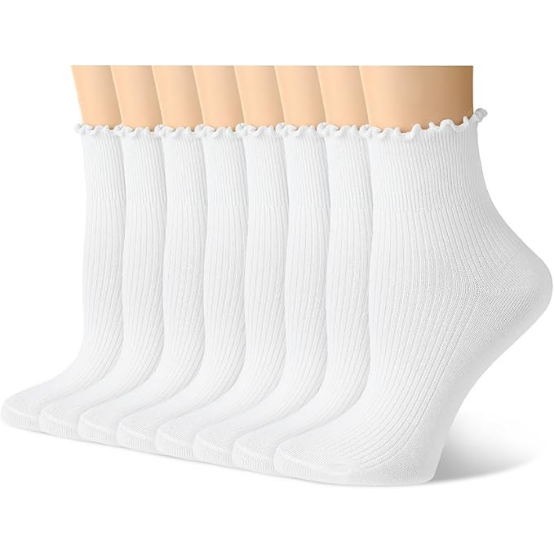 8-Pairs Soft Cotton Crew Ankle Socks