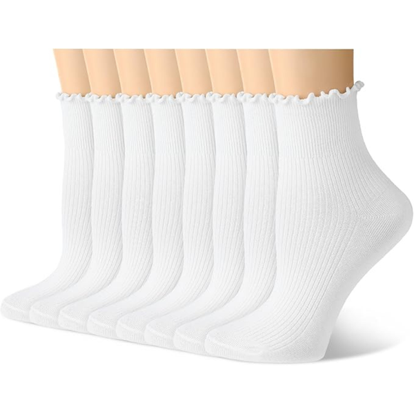 8-Pairs Soft Cotton Crew Ankle Socks