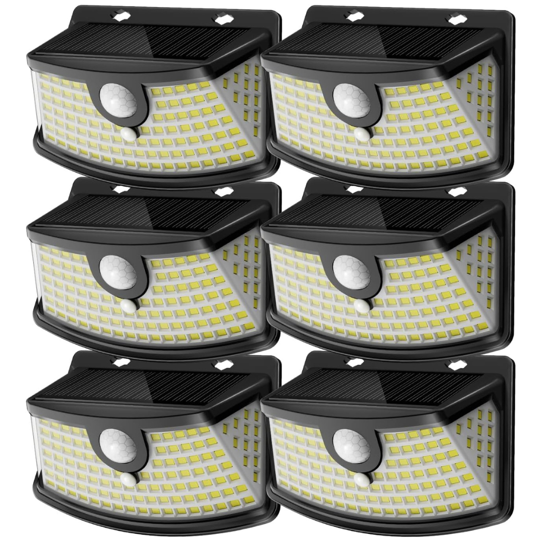 6-Pack 120-LED Solar Motion Sensor Lights W/ Reflector (Daylight White)