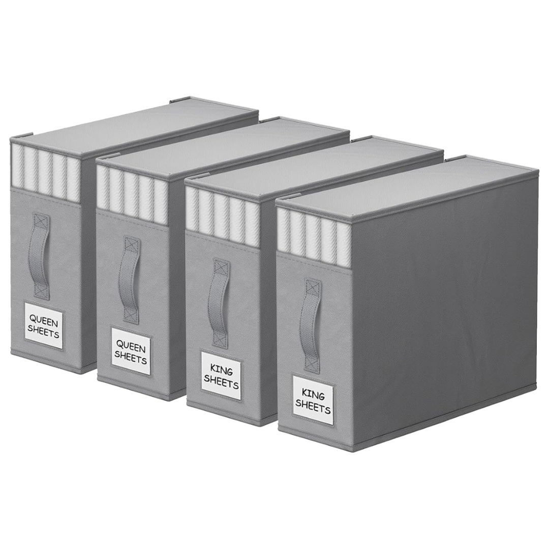 StorageTastic 4 Pack Bed Sheet Closet Organizers And Storage
