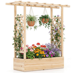 Wooden Raised Garden Bed With Trellis