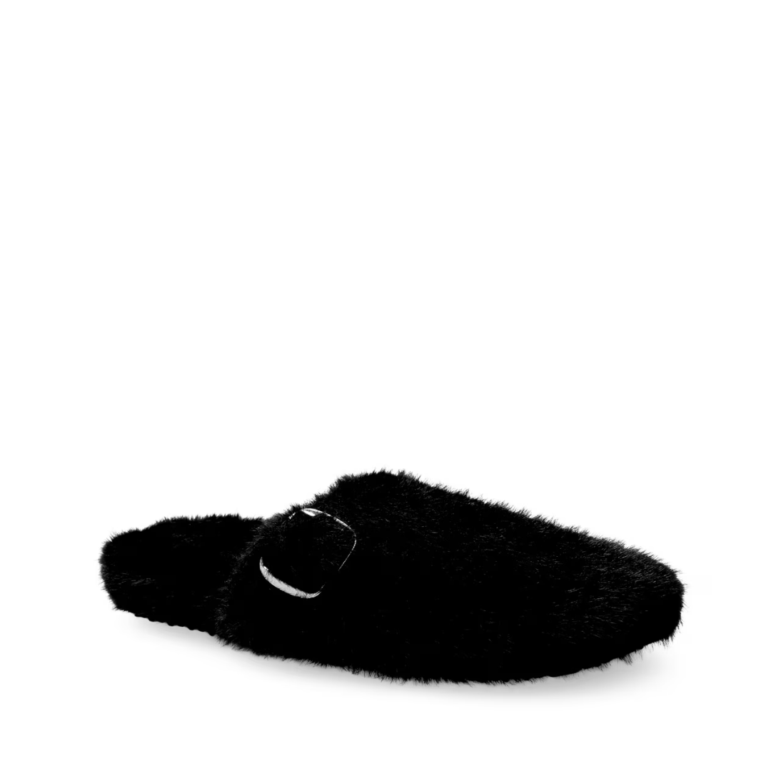 No Boundaries Women's Faux Fur Buckle Clog Slippers