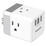 Powsav Universal 3-Side Outlet Extender W/ 3 USB Ports