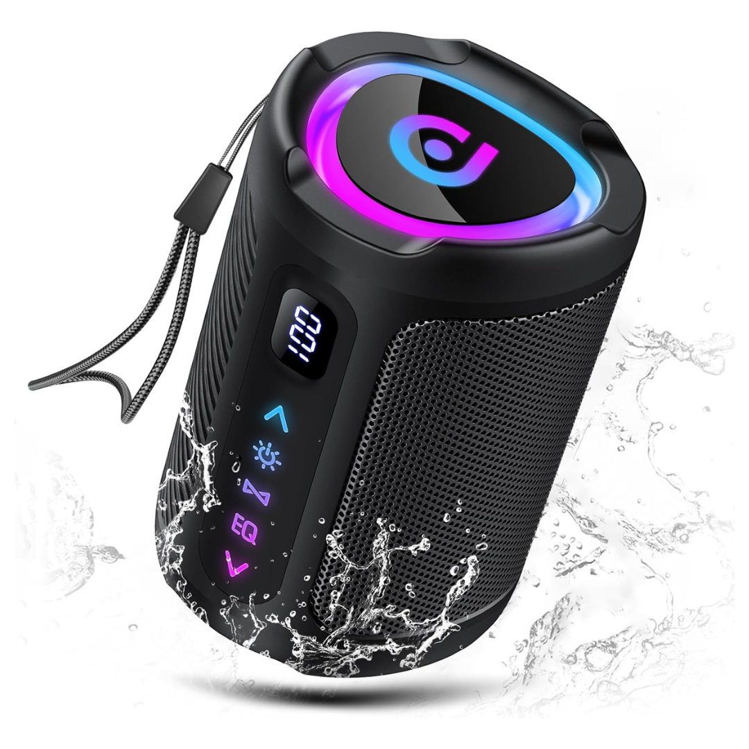 Portable IPX7 Waterproof Bluetooth 5.4 Wireless Speakers With Led Light