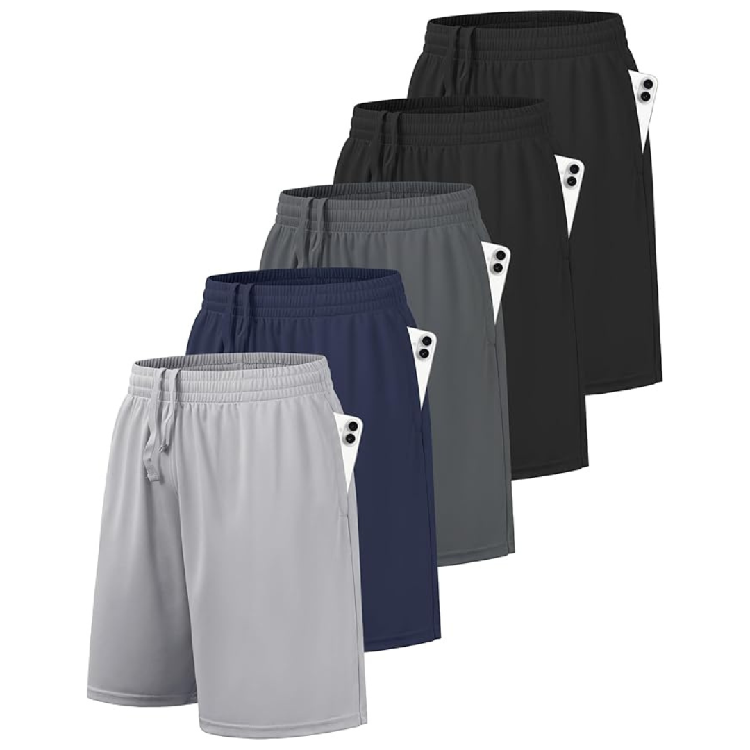5-Pack Youth Quick Dry Basketball Athletic Boy's Shorts Shorts