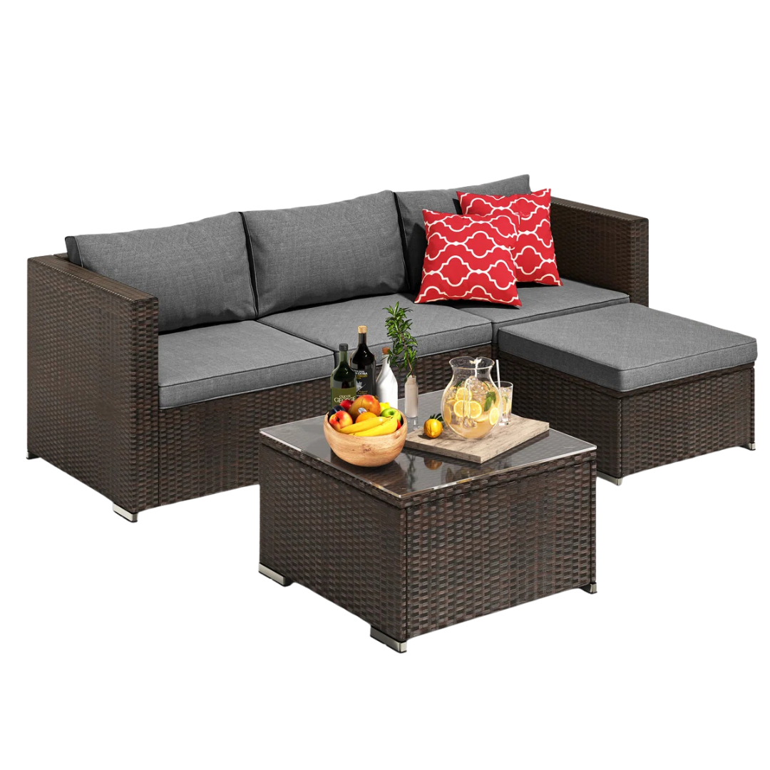 Ebern Designs Wicker Modular Patio Conversation Sets With Cushions
