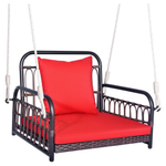 Tangkula Patio Wicker Porch Swing With Cushions