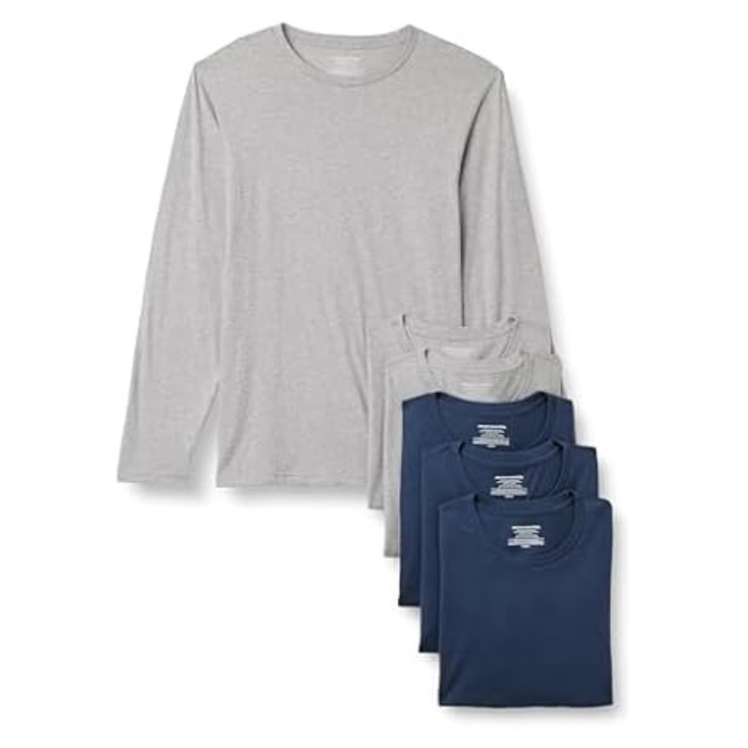 6-Pack Amazon Essentials Men's Cotton Crew Neck Undershirts (4 Colors)