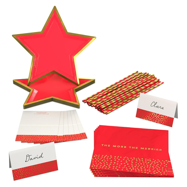 60-Pack Crayola Color Pop Scarlet Red & Gold Star Party Supplies Set