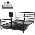Basecamp Full Size Metal Mesh Frame Bed With Rotating TV Mount