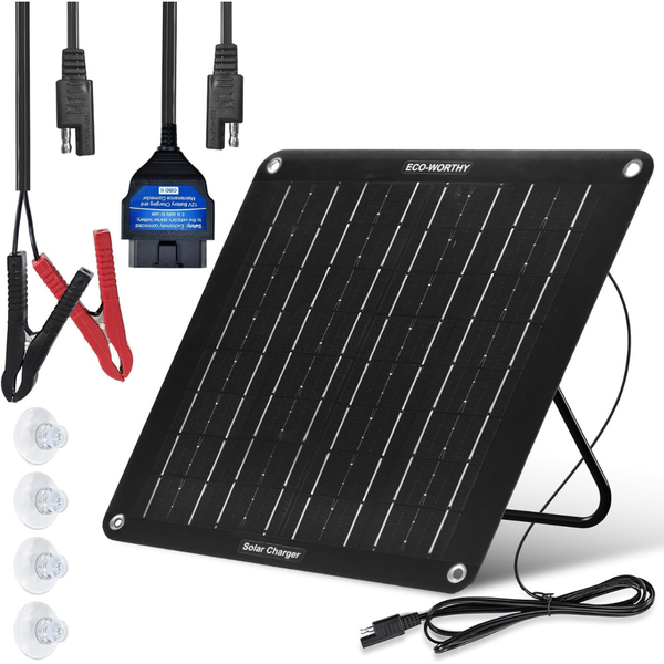 ECO-WORTHY 10W Solar Battery Trickle Charger With 12V Waterproof Panel