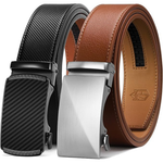 2-Pack Zitahli Men's Adjustable Leather Dress And Casual Ratchet Belts