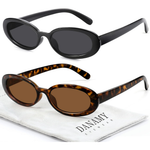 2-Pack Unisex Small Retro Oval Sunglasses