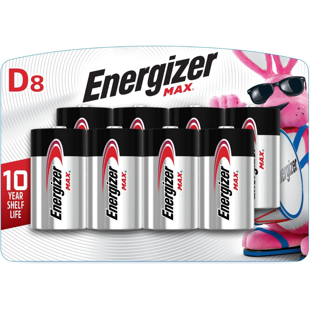 8-Pack Energizer MAX D Cell Alkaline Batteries