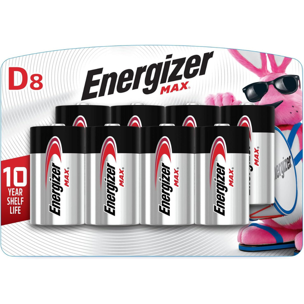 8-Pack Energizer MAX D Cell Alkaline Batteries