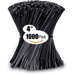 1000-Pack 4" Small Zip Ties With 18 lb Tensile Strength