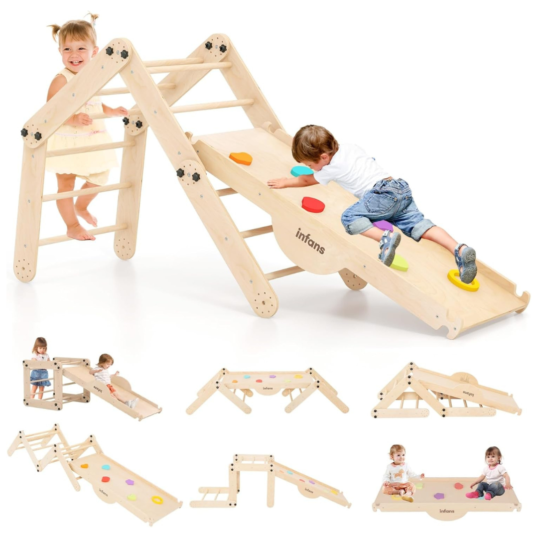 INFANS 12-in-1 Wooden Montessori Foldable Climbing Toys Set