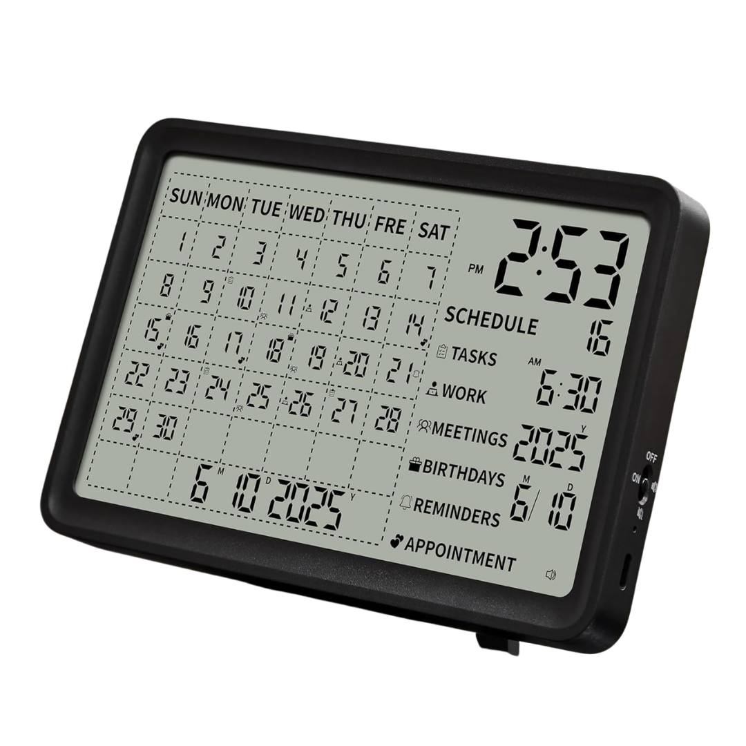 8" Digital Clock Desk Calendar W/ Schedule Reminder