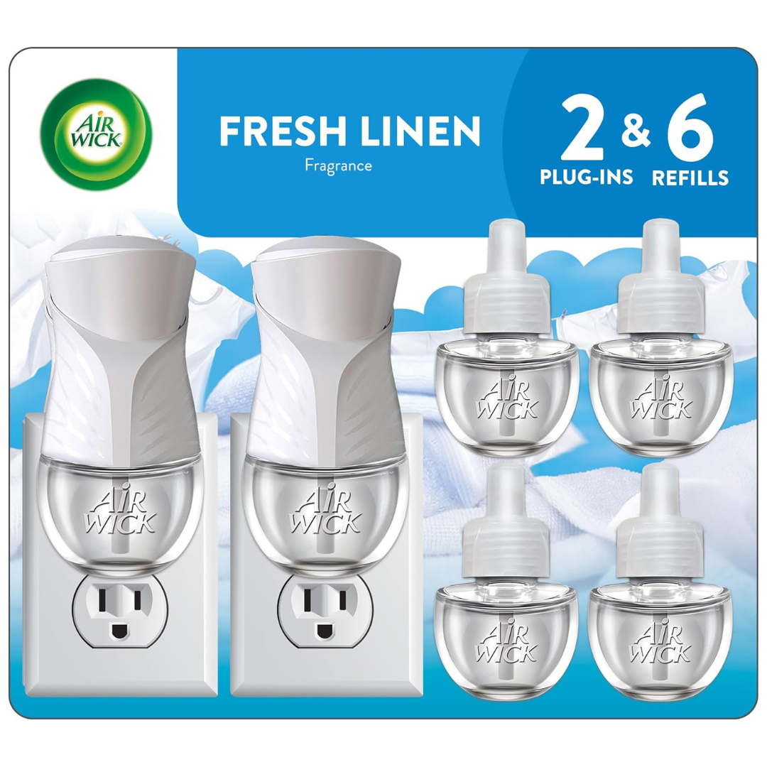 Air Wick Plug In Scented Oil Starter Kit (2 Warmers + 6 Refills)