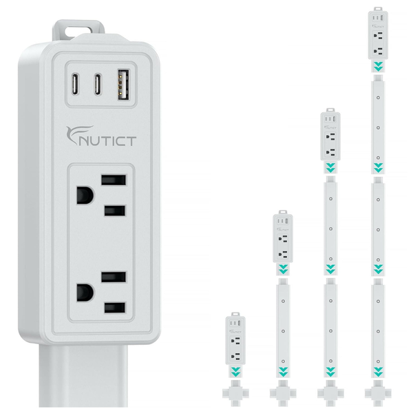 Electrical Outlet Extender Stick, 2 AC Outlets & 2 USB-C & 1 USB-A Port