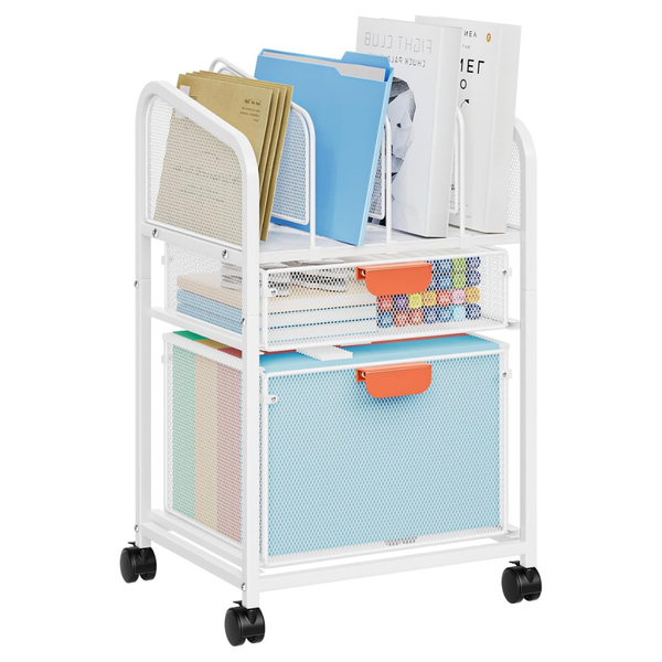 Marbrasse Rolling File Cart With Adjustable Dividers