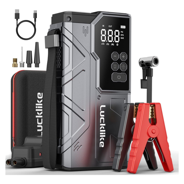 Lucklike W210 12V 6000A Peak Car Jump Starter With Air Compressor