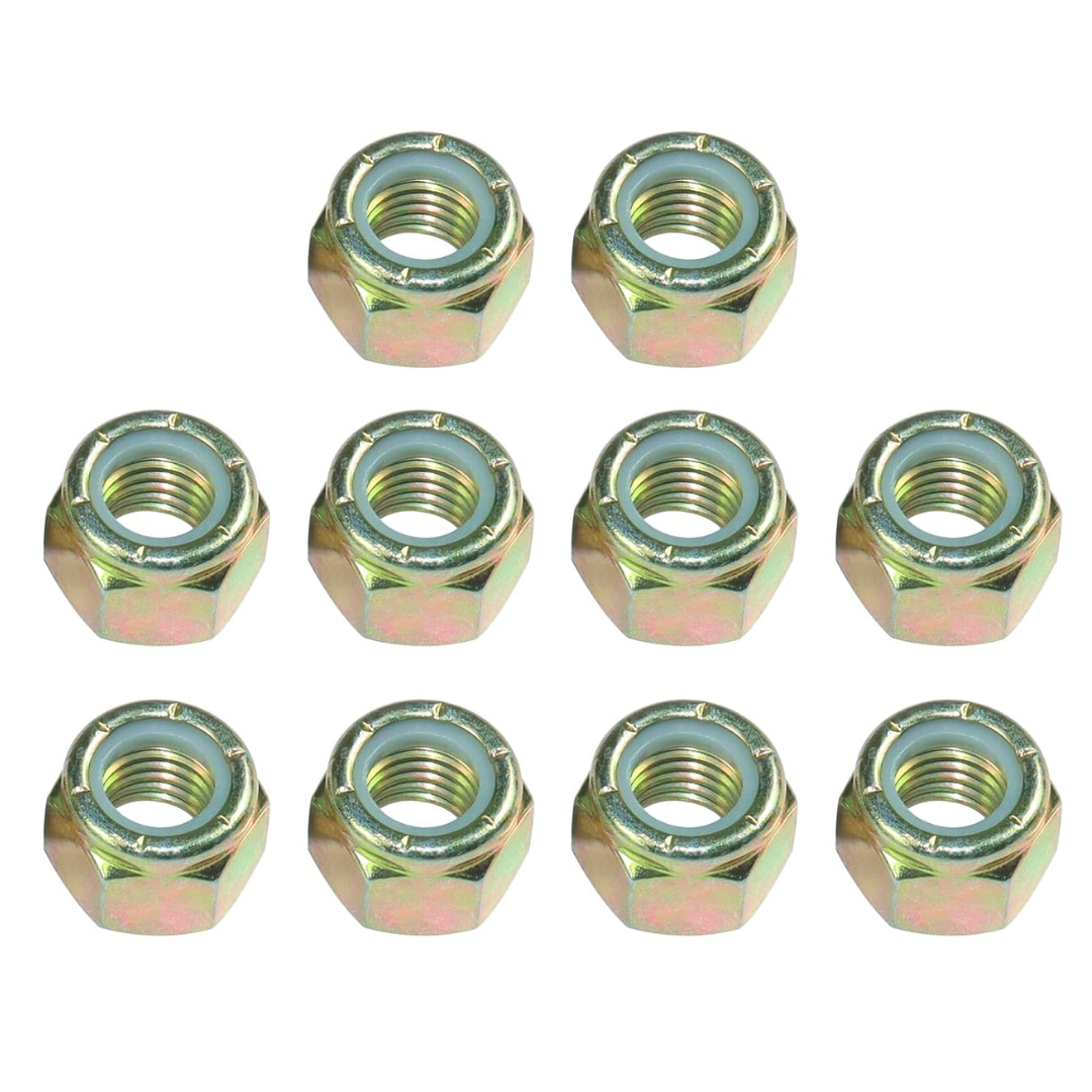 10-Pack 1/2" Nylon Carbon Steel Insert Lock Nuts (Grade 4.8)