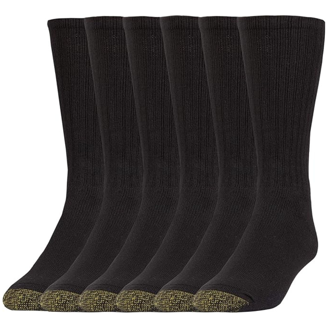6-Pairs Of Gold Toe Harrington Men's Crew Socks (Select Colors)