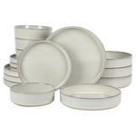 16-Piece Bloomhouse Santorini Mist Double Bowl Terracotta Reactive Glaze Plates And Bowls Dinnerware Set