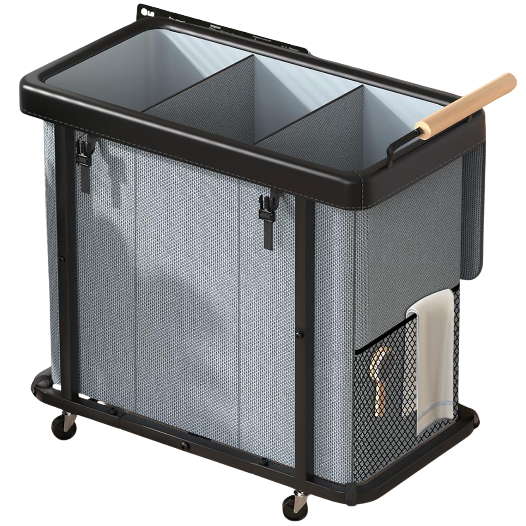 60-Gallon 3-Section Laundry Hamper With Wheels And Handle