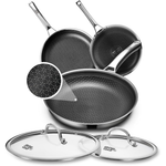 Hybrid Nonstick Frying Stainless Steel Pan Set With 2 Lids