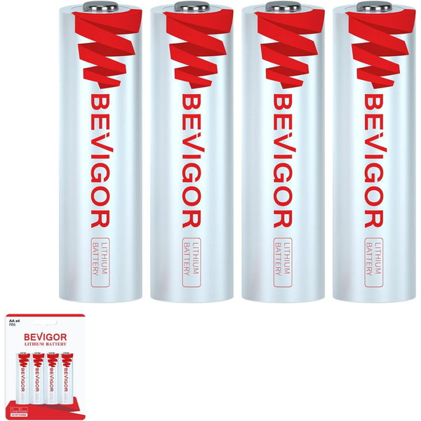 4-Pack Bevigor 1.5V 3000mAh Lithium AA Batteries