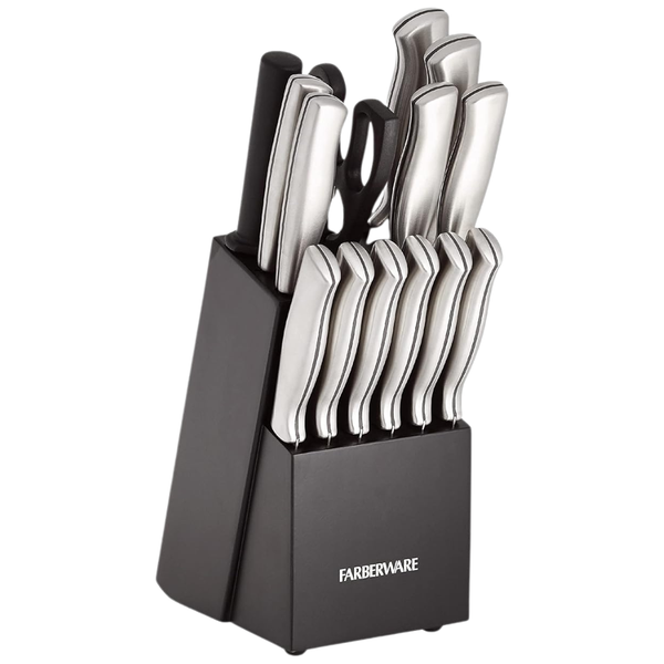 15-Piece Farberware Stainless Steel Knife Set With Block