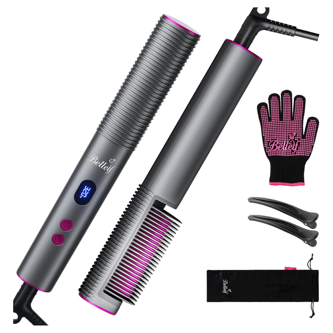 Bellelf Hair Straightener Brush With LED Display