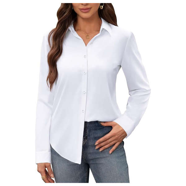 Women's Stain Shield Wrinkle Free Long Sleeve Dress Shirts