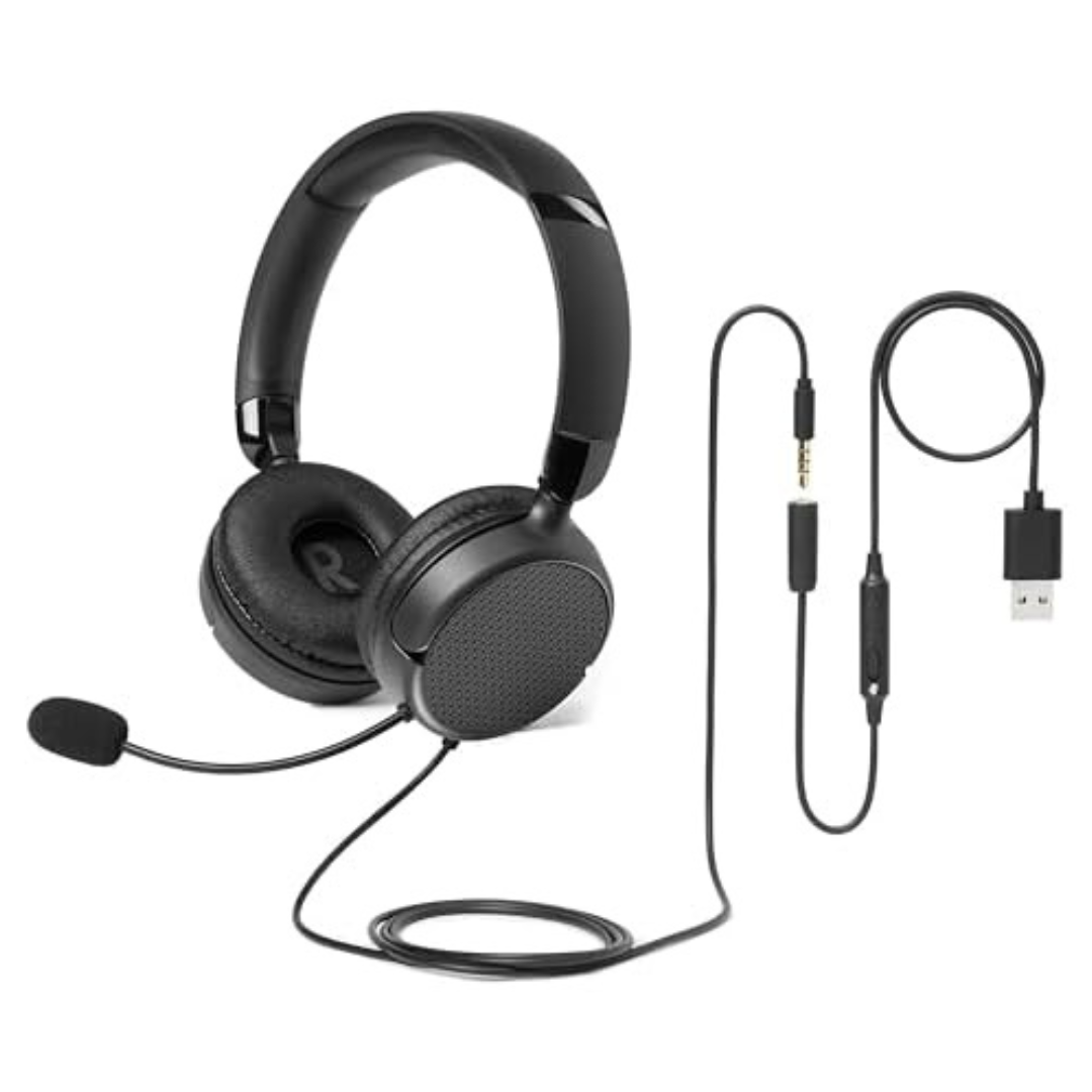 Amazon Basics On Ear Wired Computer Headset With Microphone