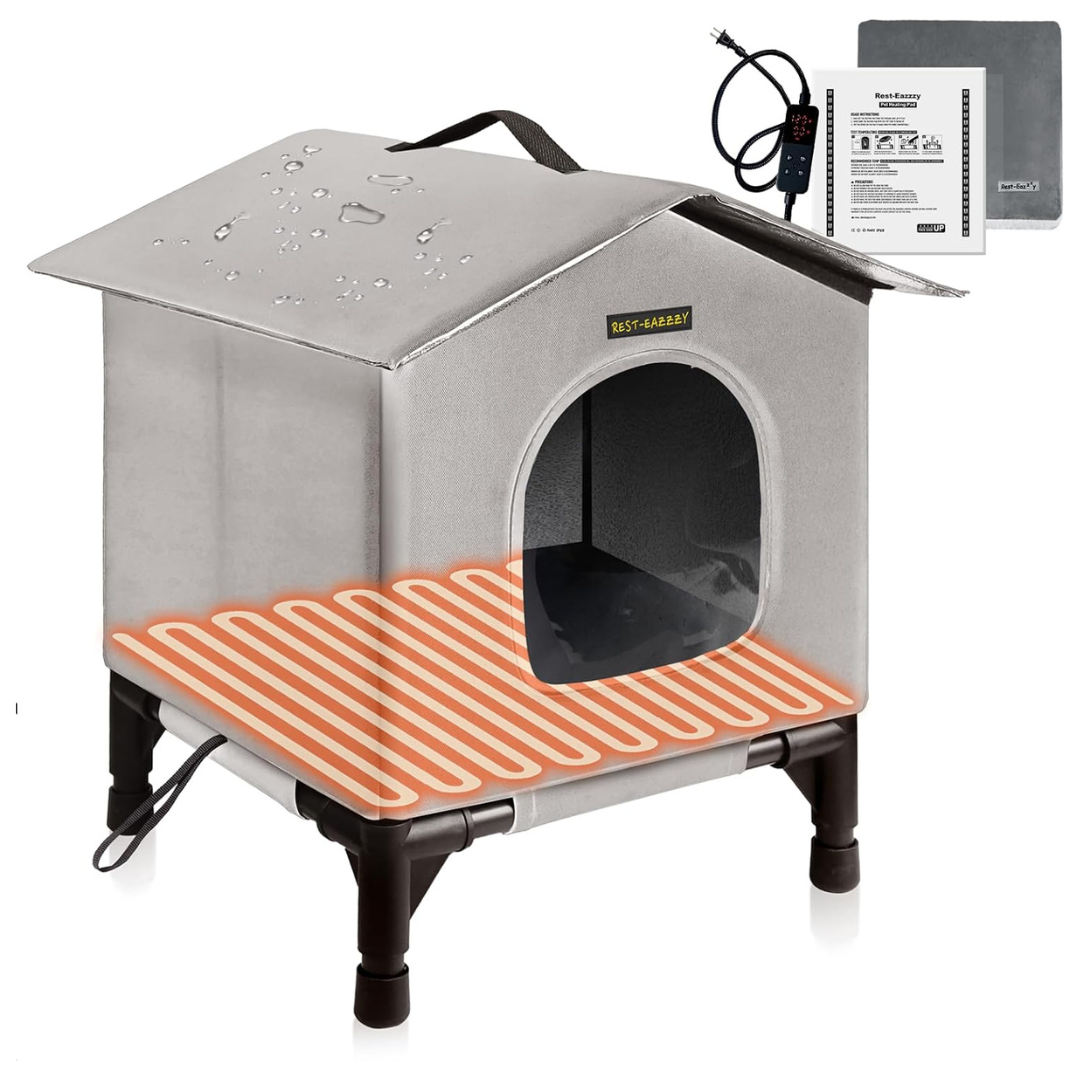 Heated Waterproof Cat House For Indoor & Outdoor Cats