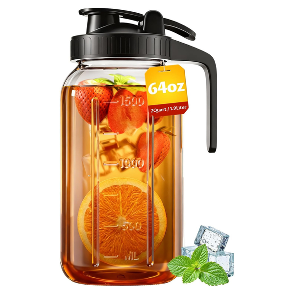 64oz Va1kene Glass Mason Jar Pitcher