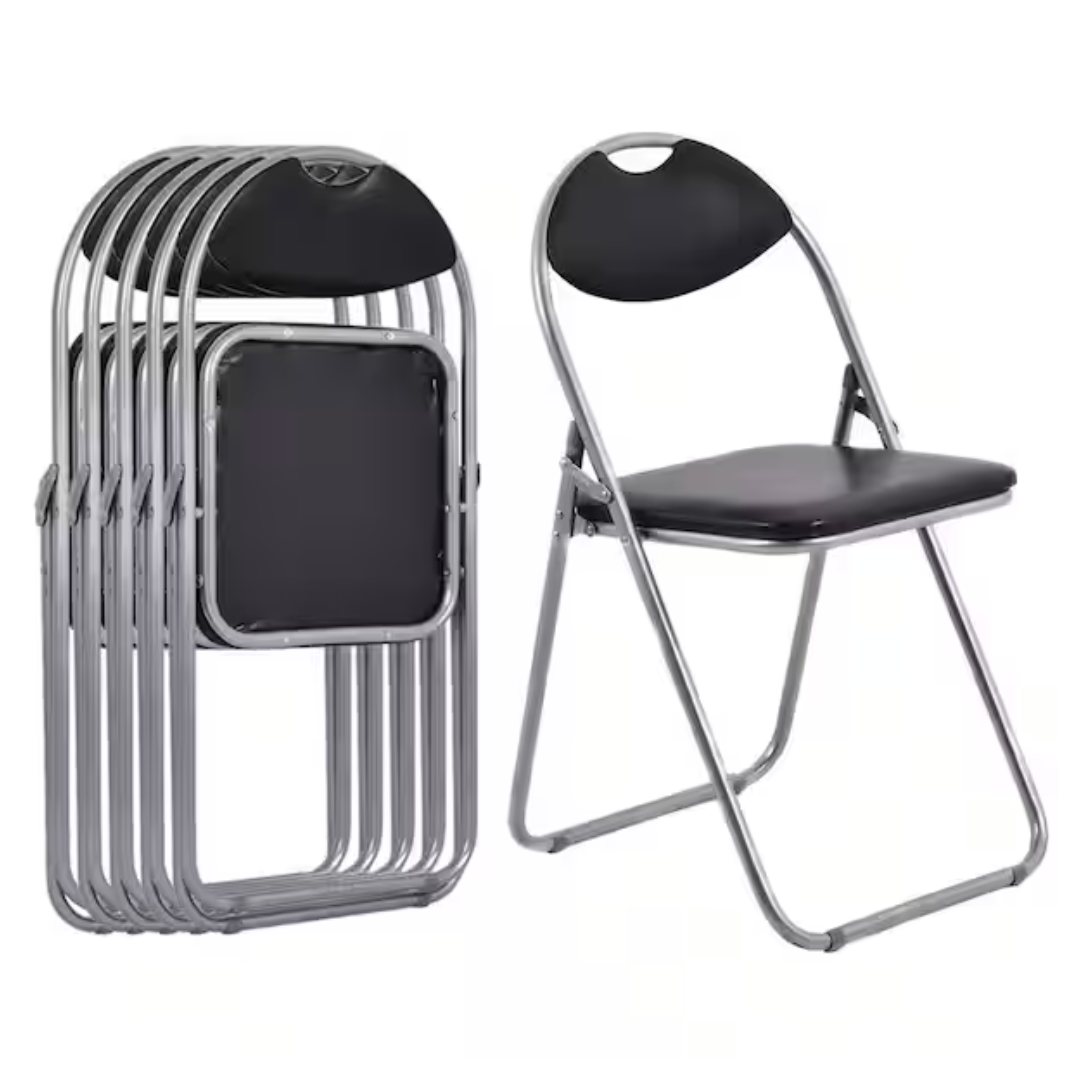Set of 6 Costway Black Metal Portable Folding Chairs